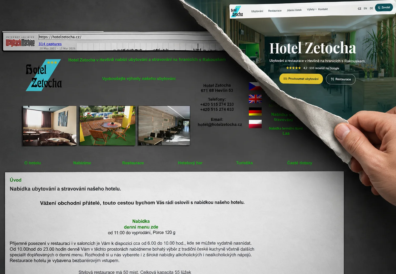 20 let starý web hotelu a restaurace dostal nový kabát