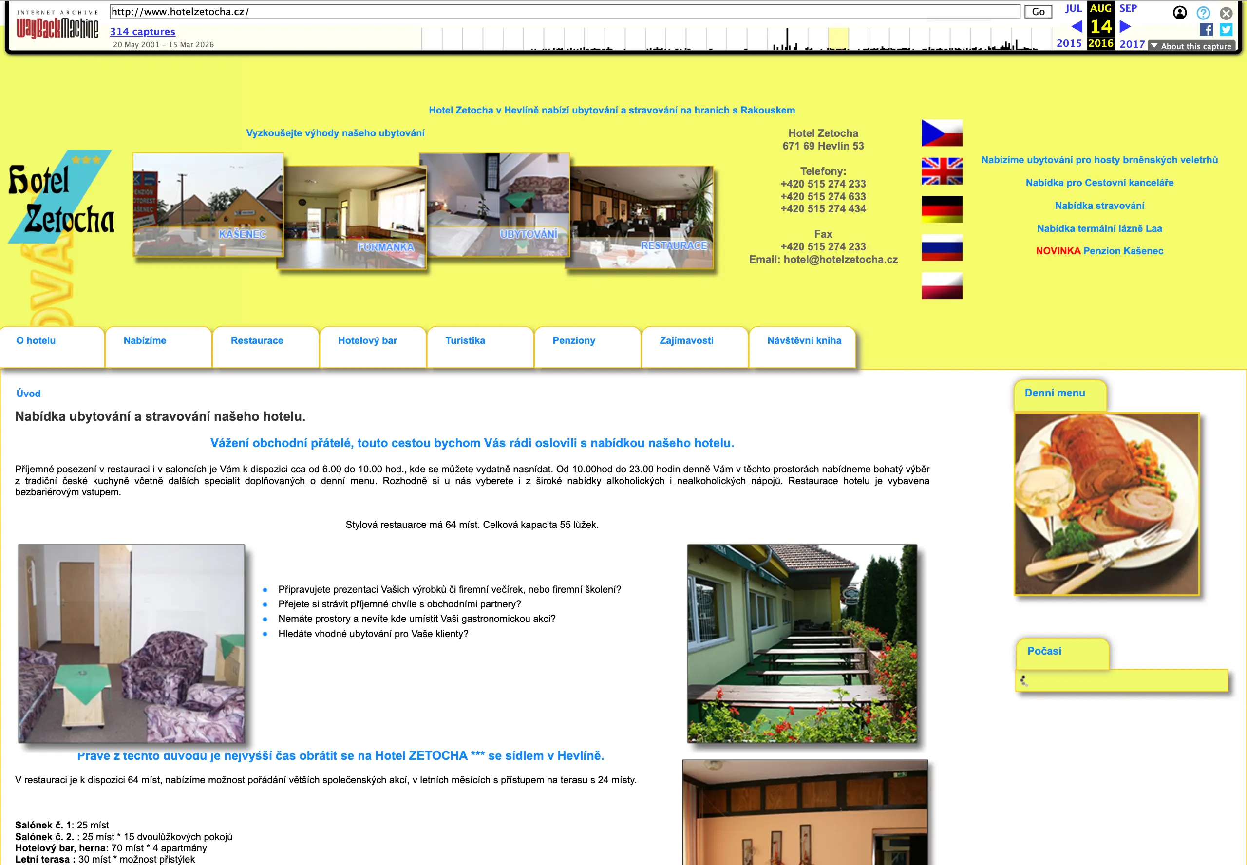 Hotel Zetocha – web v srpnu 2016