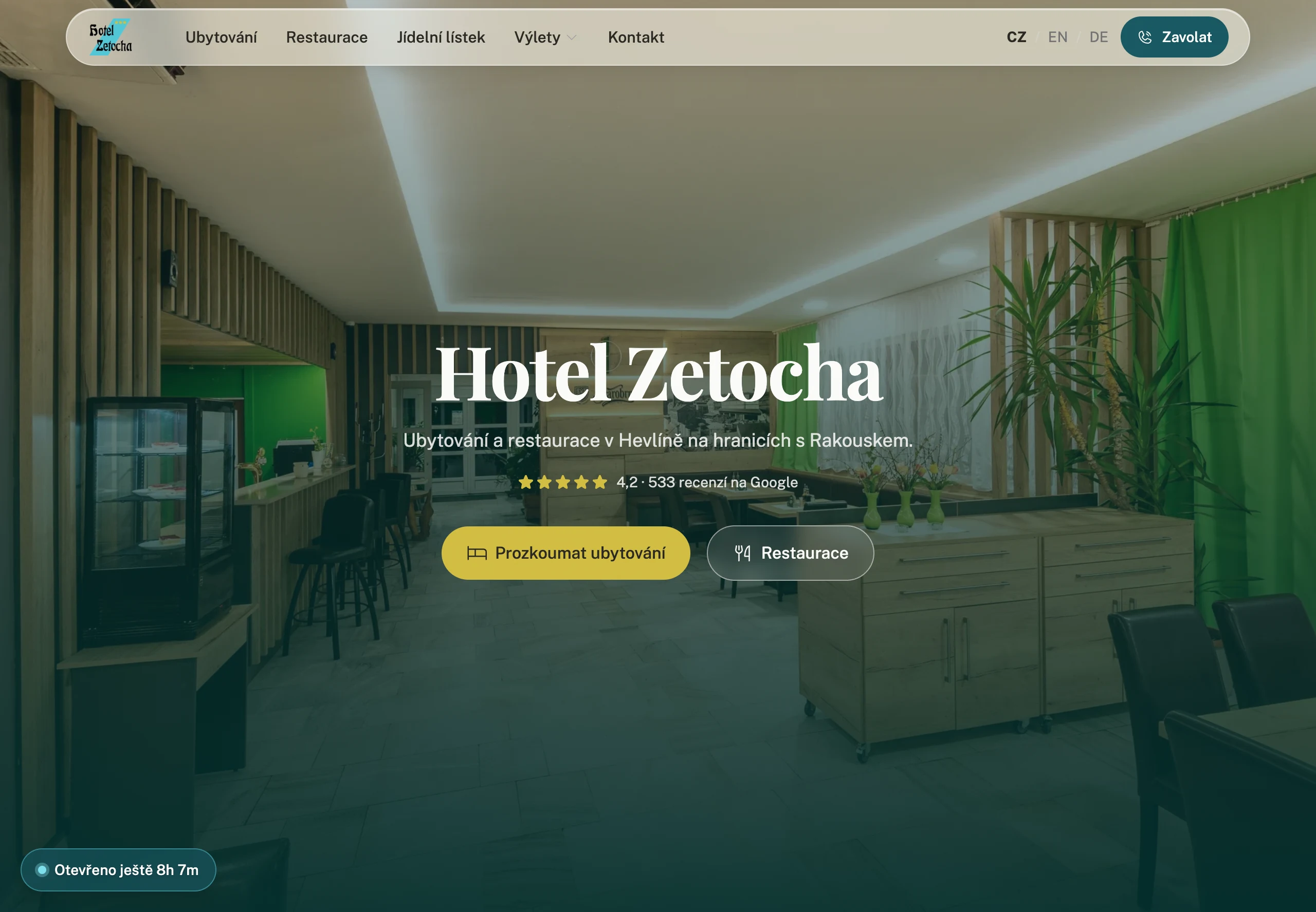 Hotel Zetocha – nový web z října 2026
