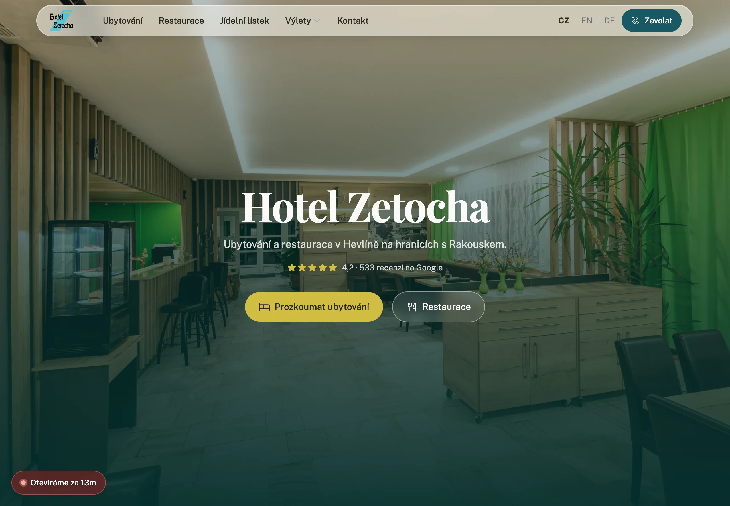 Hotel Zetocha – web pro hotel a restauraci