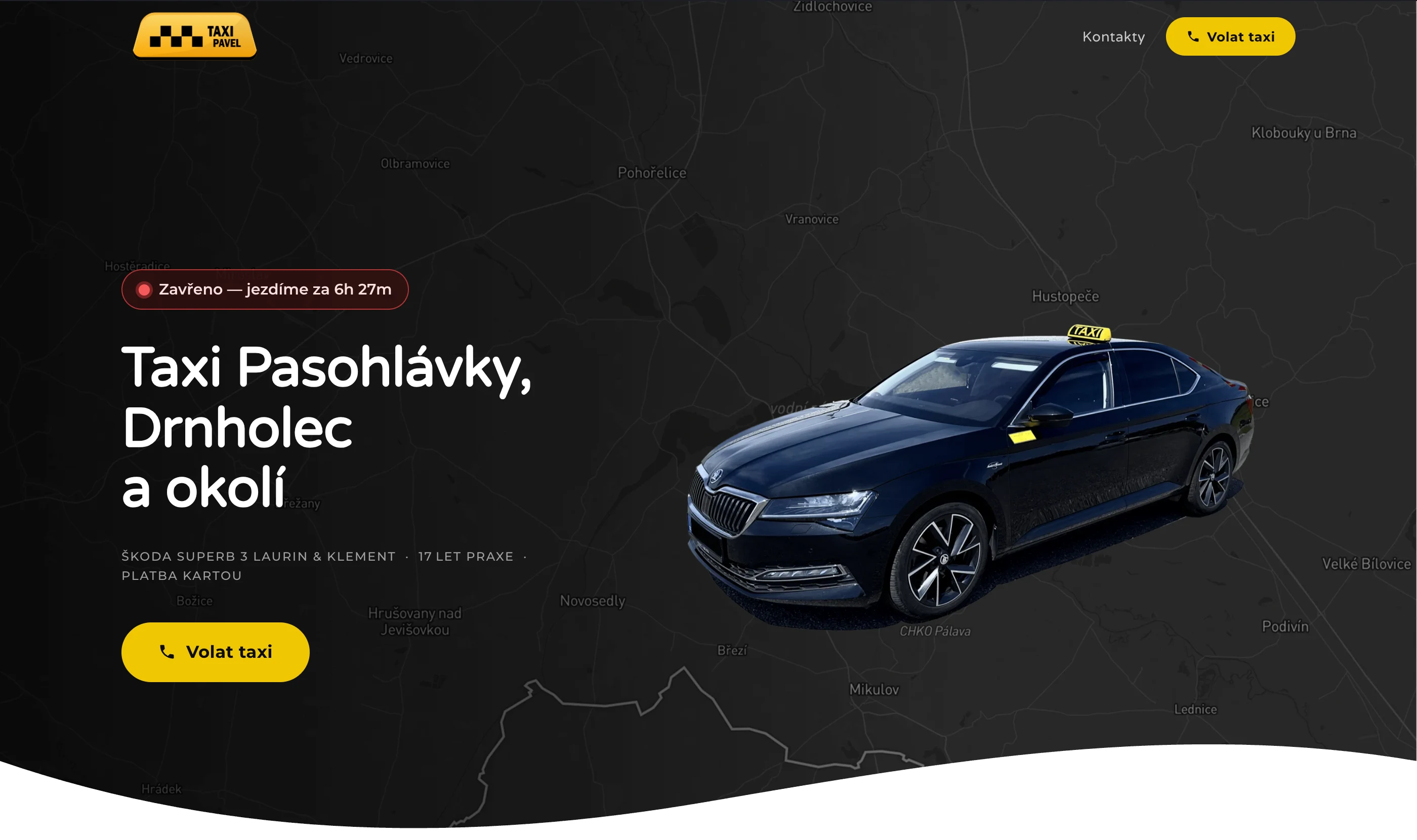 Taxi Pavel – web pro taxislužbu